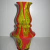 Czechoslovakia Glass Vase marbled decor with green aventurine Kralik? Ruckl?