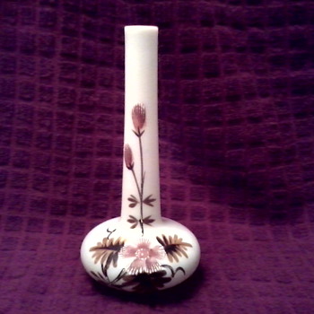 Onion Bulb Vase with Raised Painted Flowers /Mystery Solved ! 1800's Victorian Bristol/European  