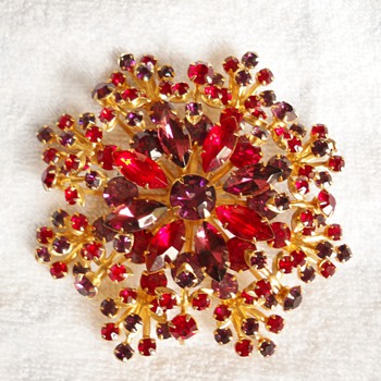 Huge Vintage Rhinestone Dimensional Snowflake  - Costume Jewelry