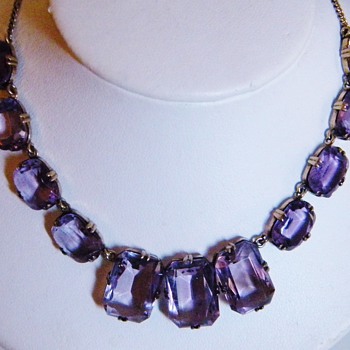 Vintage Deco Amethyst "Rose De France"  835 Necklac Germany Demi Parure - Fine Jewelry