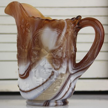 Imperial Glass #514 Wildmill caramel slag glass pitcher