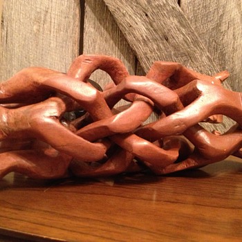 Carved wood interlocking camel stand - Folk Art