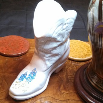 Frankoma Boot Planter w/ floral - Art Pottery