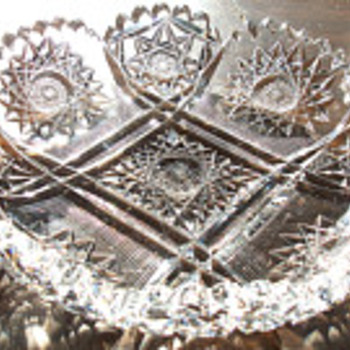 Cut glass low bowl signed by Hawkes - Glassware