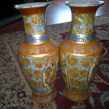 14 inch tall   Japanese?  Vases 