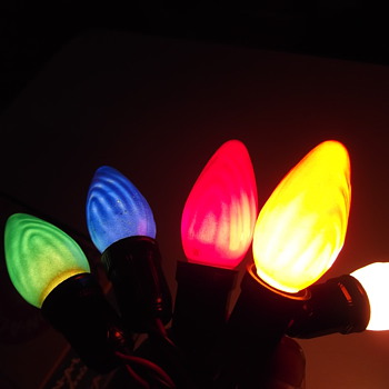 Vintage Westinghouse and G.E. c9 flame swirl bulbs