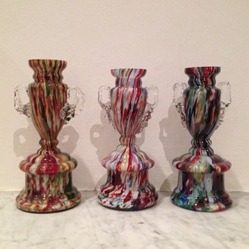 Three Welz spatter trophy vases - Art Glass