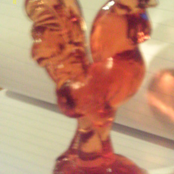 glass amber colored rooster - Glassware