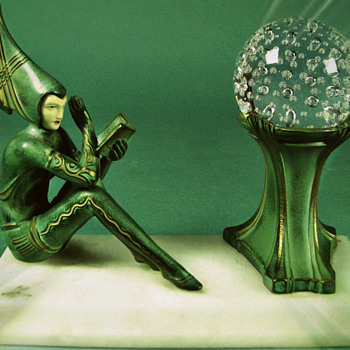 Pixie Reader Lamp by H. Fugere, mfg by The Hersch Foundry, "Contemplar" - Art Deco