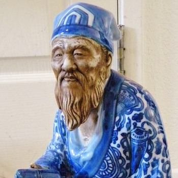 Vintage Kutani Jurojin? Wise Man Porcelain Longevity Signed 