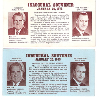 2 Nixon-Agnew Inauguration Souvenirs - Paper
