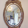Antique Gilt Sterling Silver Oval Wall Mirror w Queen Cameo Hand Carved