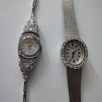 14 K diamond watch, 18K Art Deco diamonds sapphire watch - Wristwatches