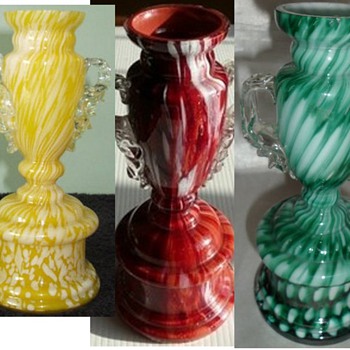 Antonin Rückl & Sons Bohemian Vases in Various Cottage Glass Decors - Art Glass