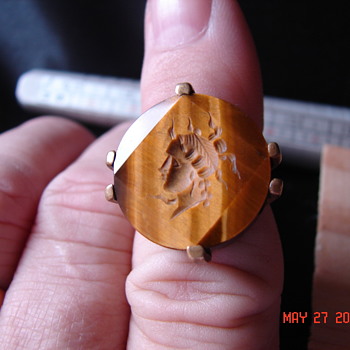 Beautiful Tigers Eye Medusa Adjustable Ring - Art Nouveau