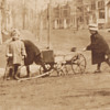 Kids picking up horse mess