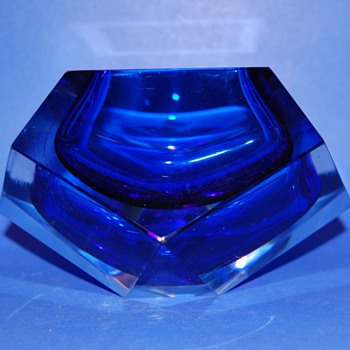 Blue Cobalt Murano ashtray - Art Glass