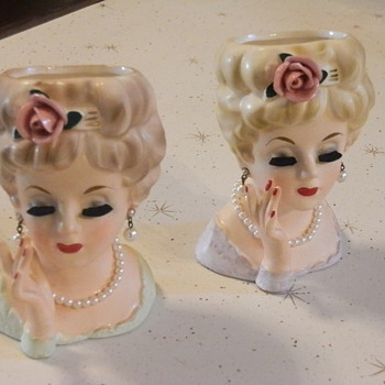 Inarco Rose Lady Head Vase - Art Pottery