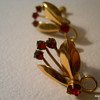 Red Stone GF Screw Back Earrings