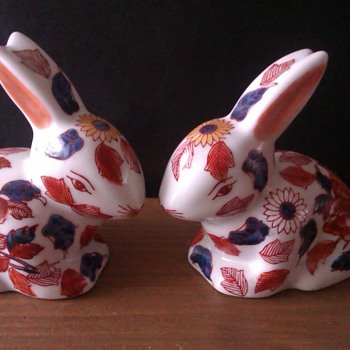 Two (Imari?) rabbit's