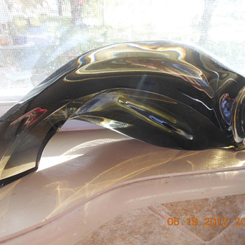 Fish Sculpture w/ Moser 1oo year label and V. Liskova etched signature - Art Glass