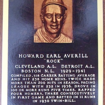 Baseball HOFer Earl "Rock" Averill autographed postcard