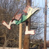 Folk Art Road runner yard ornament, bikes