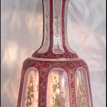 19th Century BOHEMIAN Overlay Perfume Flacon - Art Glass