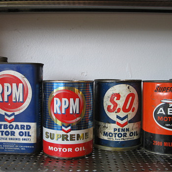 Collection of vintage oil cans