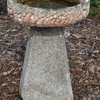 Mismatched Faux-bois Birdbath / Stand