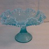 STUNNING & RARE FENTON BLUE OPALESCENT HOBNAIL FRUIT STAND 