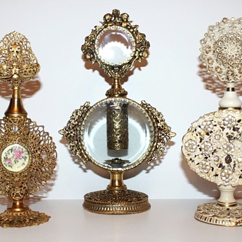Filigree Metalwork Perfume Bottles - Circa 1950s - Bottles