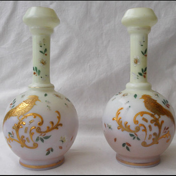 TRUE PAIR of HARRACH PHEASANT GUILDED VASES 