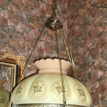 1940's Vintage GWTW hanging lamp with crystal prisms - Lamps