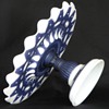 Lace Dew Drop - Milk Glass w/Cobalt Cake Stand; Phoenix Glass Company, ca.1937