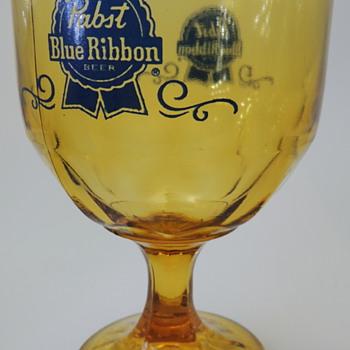 Pabst Blue Ribbon Amber Tinted Goblet  - Breweriana
