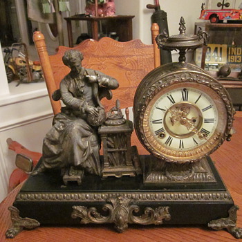Antique Figural Clock Dated 1882