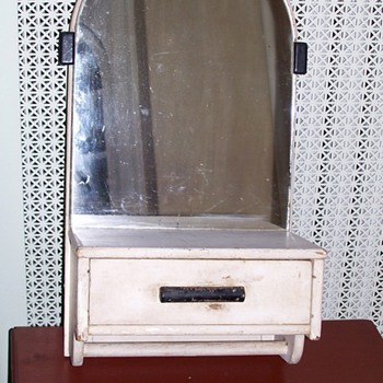 A washstand mirror with drawer and towel bar - Furniture