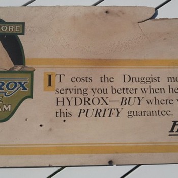Pre-1920's Hydrox Ice Cream Cardboard Trolley Car Sign - Signs