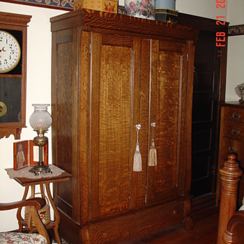 Tiger Oak Two Door Knockdown Wardrobe With Bottom Drawer