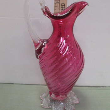Swirled Footed Pitcher  - Art Glass