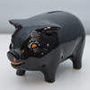 1930's Black Ceramic Piggy Bank