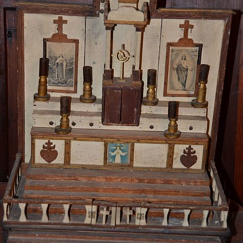Southern Antique Folk Art Hand Carved Wooden Religious Altar Cypress? 