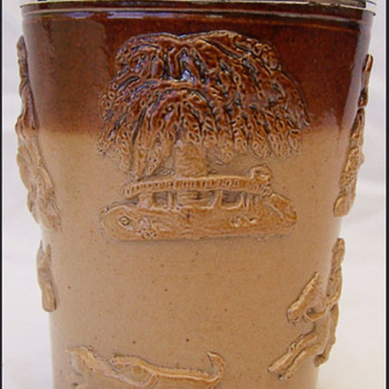 1873 SALTGLAZED HUNT/ HARVEST BEAKER 