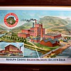 ORIGINAL 1900 COORS GOLDEN BREWERY LITHOGRAPH, in original frame with original brass plate stating date of 1900.