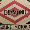 "DIAMOND"  "GASOLINE~OIL"  PORCELAIN STATION SIGN