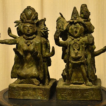 Very Strange Bronze Pair of Candlesticks by [Trader] Vic Bergeron - 1925