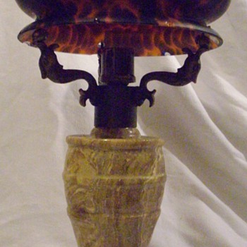 Unsigned glass shade and lamp.