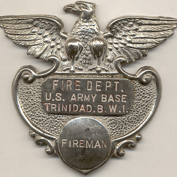 US Army Trinidad, British West Indies Fire Department Badge - Firefighting