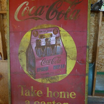 5'x8' Monster Coca-Cola 1939 3 panel tin sign - Coca-Cola